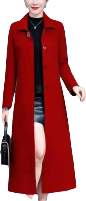 Double Face Cashmere Coat Female Autumn Winter Wool Blended Coats Over The Knee Windbreaker Outerwear