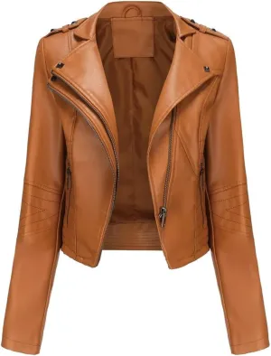 Faux Leather Jacket Women Autumn Winter Moto Biker Jacket for Women Autumn Coats