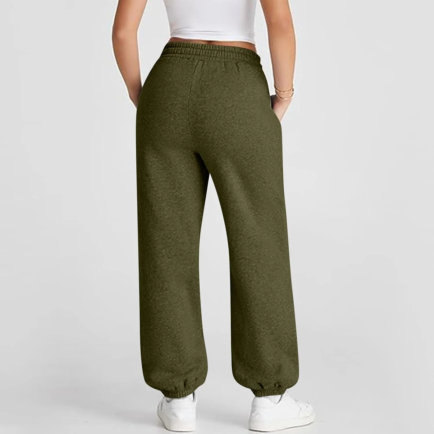 Fleece Joggers for Women Cute Y2k Baggy Sweatpants Casual Crossover High Waisted Athletic Jogger Pants with Pockets