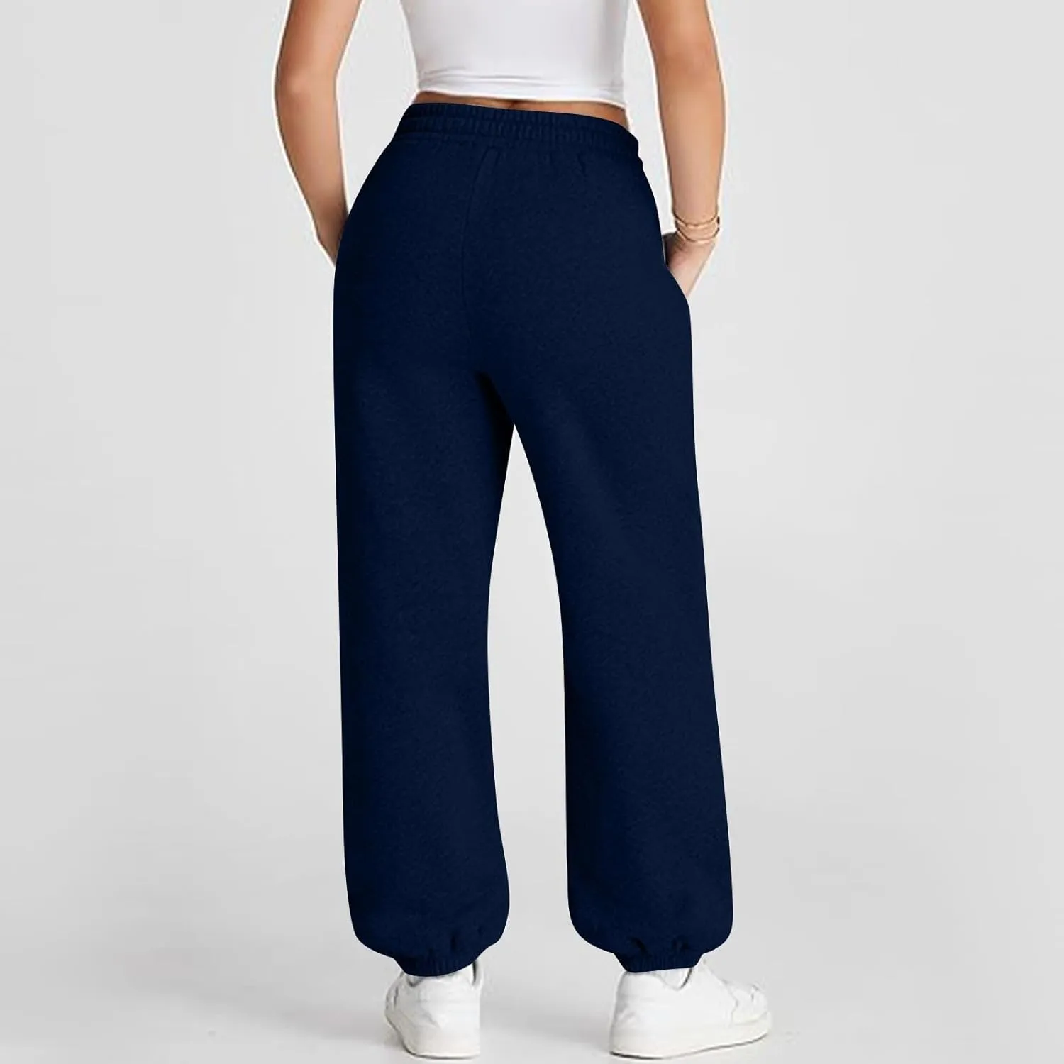 Fleece Joggers for Women Cute Y2k Baggy Sweatpants Casual Crossover High Waisted Athletic Jogger Pants with Pockets
