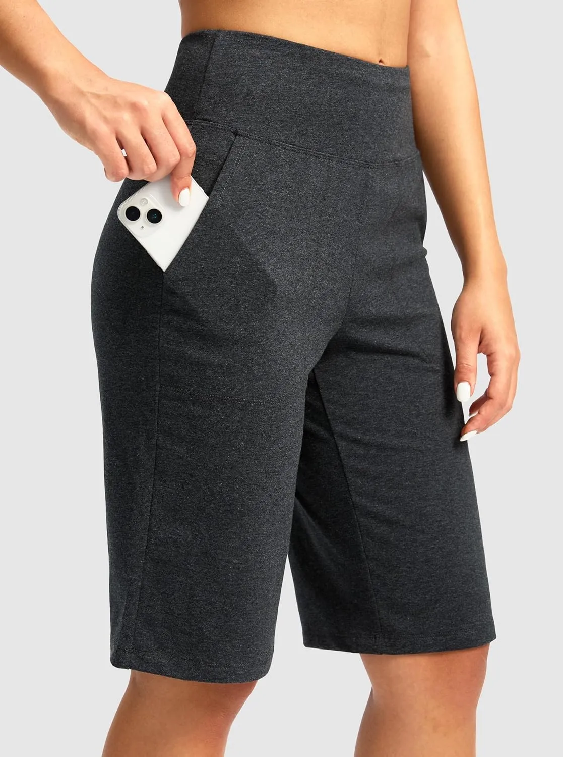 G Gradual Women's Bermuda Shorts 12" Knee Length with Pockets High Waisted Stretch Long Shorts for Women Casual Walking