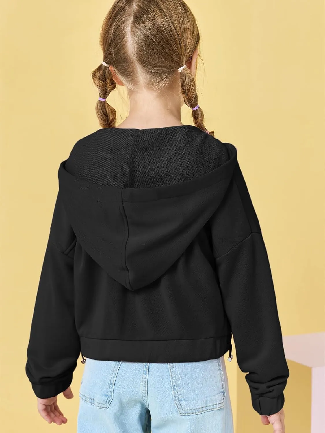 Girls Half Zip Up Hoodies Kids Fashion Loose Hooded Sweatshirts with Pockets 3-14 Years