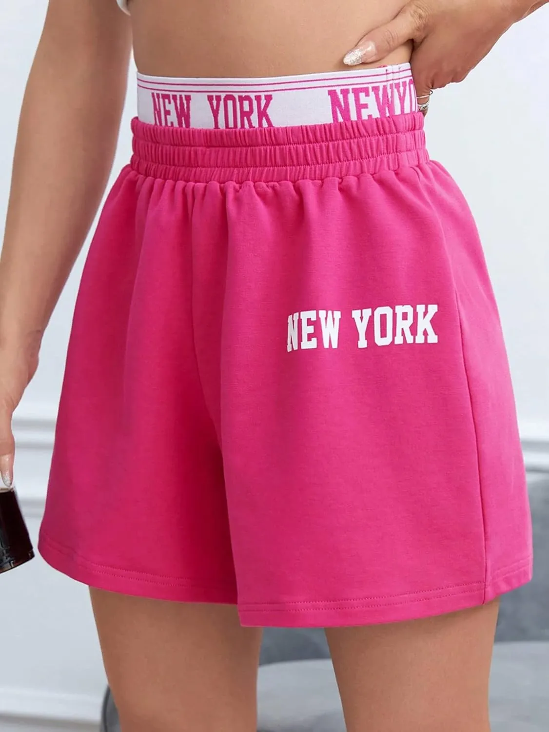 GORGLITTER Women's Graphic Print Boxing Short High Waisted Wide Leg Track Shorts