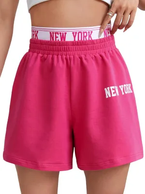 GORGLITTER Women's Graphic Print Boxing Short High Waisted Wide Leg Track Shorts
