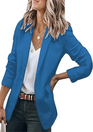 GORIFE Women Long Sleeve Lapel Jacket Light Weight Elegant Jacket Suit with Pocket Work Suits