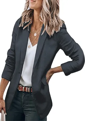 GORIFE Women Long Sleeve Lapel Jacket Light Weight Elegant Jacket Suit with Pocket Work Suits