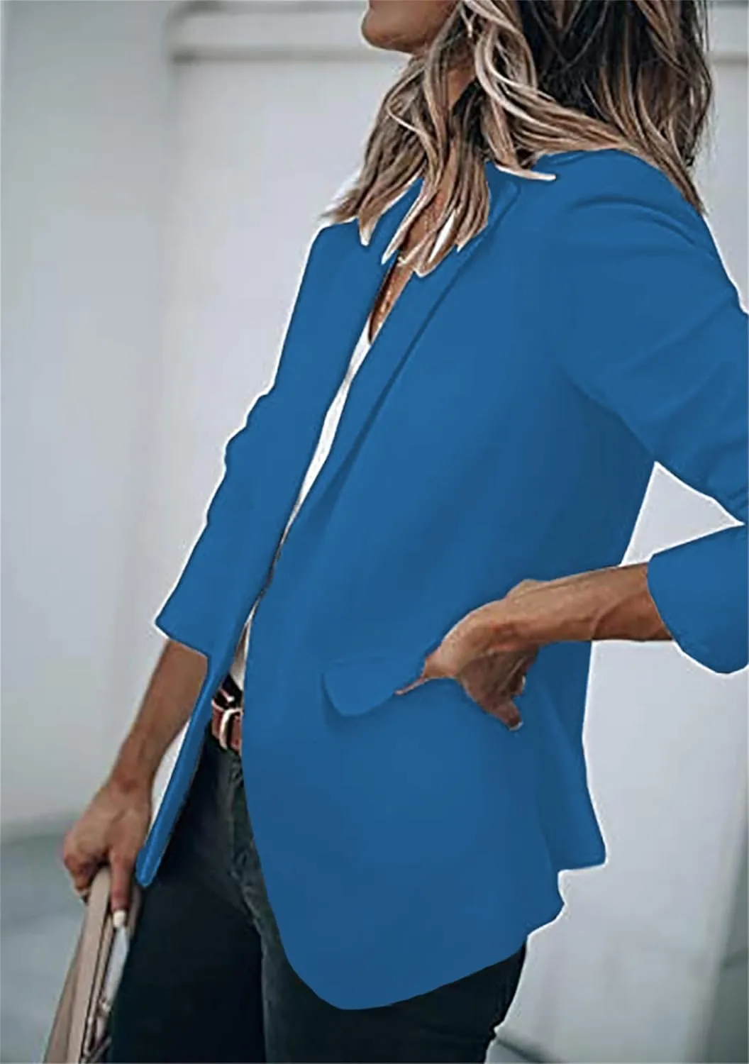GORIFE Women Long Sleeve Lapel Jacket Light Weight Elegant Jacket Suit with Pocket Work Suits