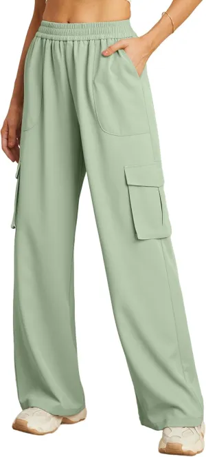 GRECERELLE Cargo Pants Women High Waisted Casual Wide Leg Womens Cargo Pants Baggy Y2K Cargos Pants with Pockets