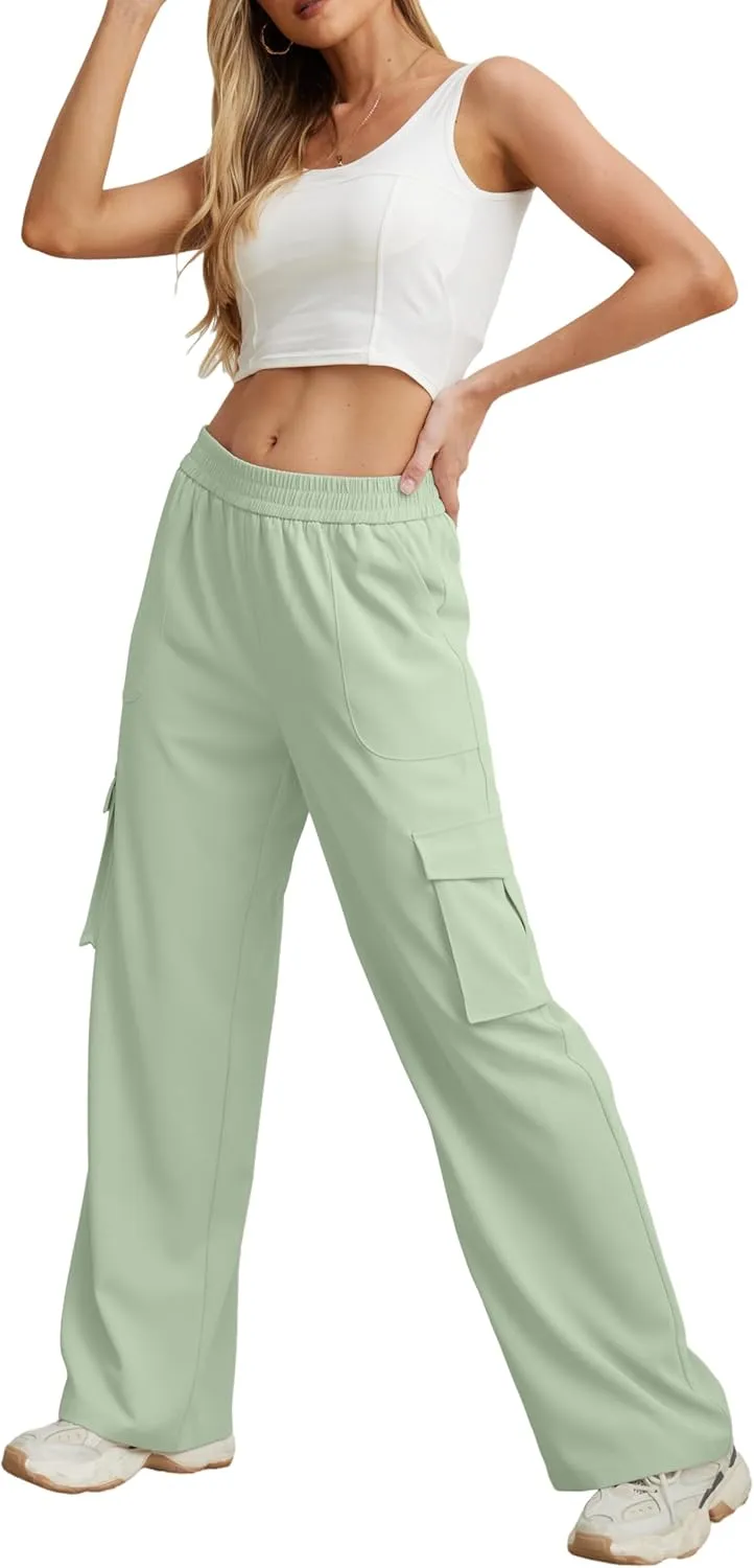 GRECERELLE Cargo Pants Women High Waisted Casual Wide Leg Womens Cargo Pants Baggy Y2K Cargos Pants with Pockets