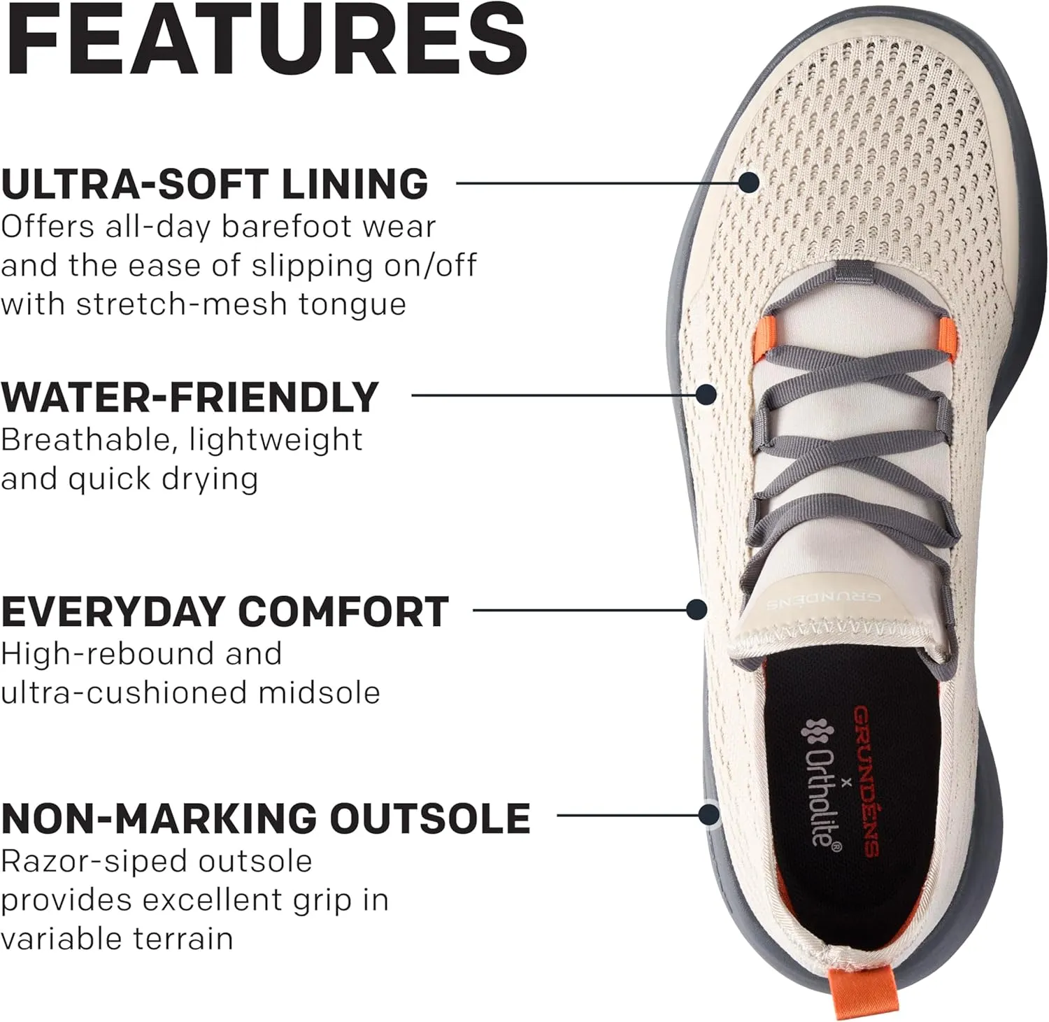 Grundens Mens CrossCurrent Boat Shoe - Lightweight Quick Dry Water Shoes, Barefoot Wear with Slip On/Off Mesh Tongue