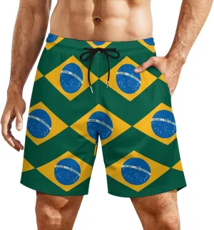 Guyana Flag Map Mens Swim Trunks Quick Dry Swim Shorts with Pockets Funny Beach Shorts