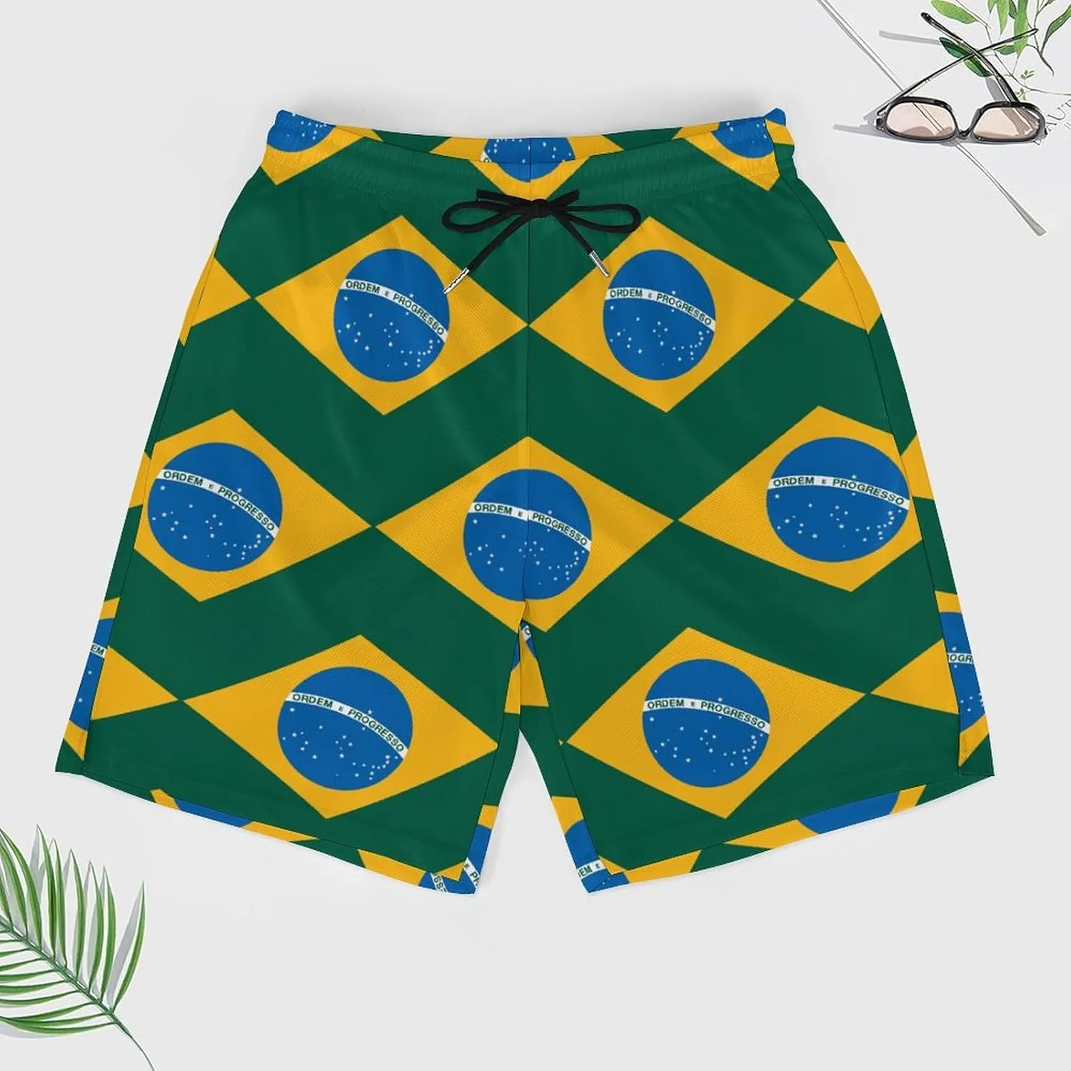 Guyana Flag Map Mens Swim Trunks Quick Dry Swim Shorts with Pockets Funny Beach Shorts