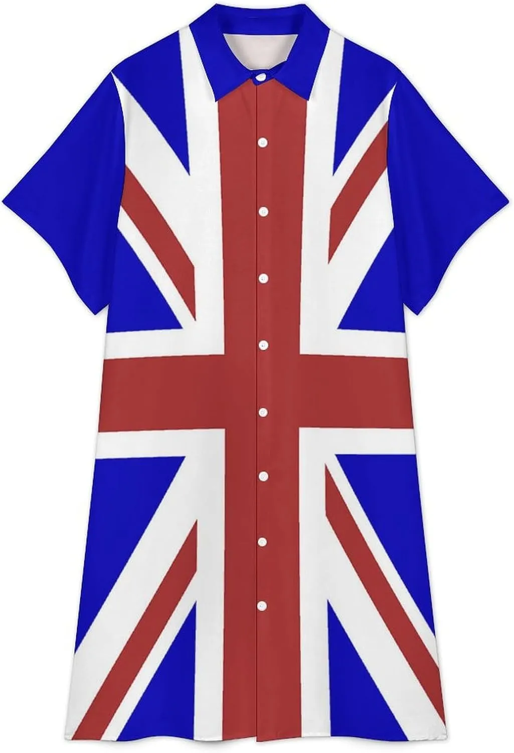 Guyana Flag Womens Button Down Shirt Dress Summer Simple Short Sleeve Shift Dresses with Pockets