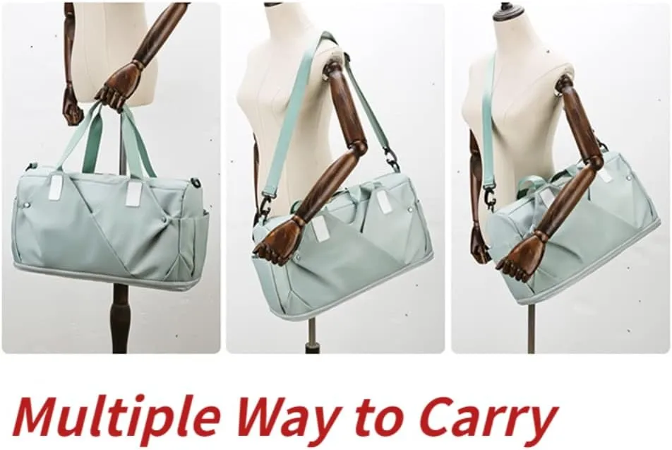 Gym Bag for Women Duffels Pleated Sports Tote Travel Bags Carry On with Shoe Compartment for Weekender Tennis Baseball Yoga Outdoor(Green)
