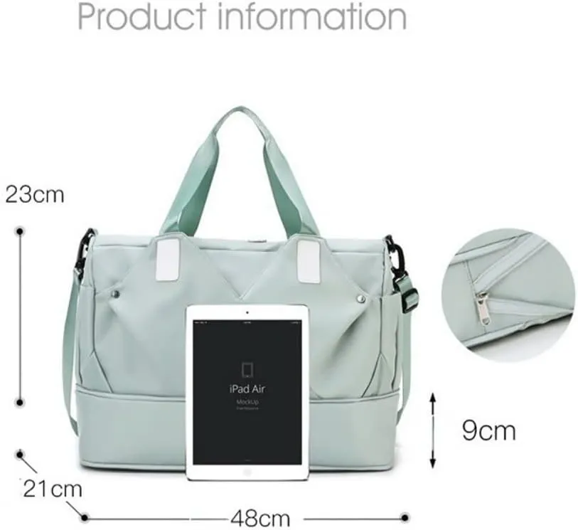 Gym Bag for Women Duffels Pleated Sports Tote Travel Bags Carry On with Shoe Compartment for Weekender Tennis Baseball Yoga Outdoor(Green)