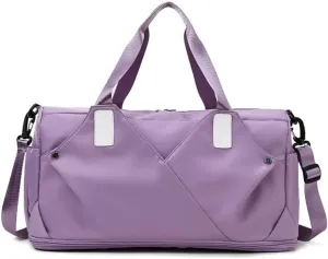 Gym Bag for Women Duffels Pleated Sports Tote Travel Bags Carry On with Shoe Compartment for Weekender Tennis Baseball Yoga Outdoor(Purple)