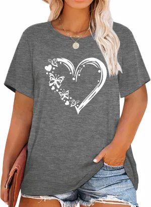 HDLTE Plus Size Tshirts for Women  Oversized Graphic Tees Short Sleeve Crewneck Cute Casual Tops Loose Summer Outfit 2025