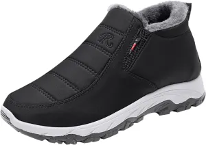 Hiking Boots Women Thickening Velvet Snow Boots Warm Winter Bootie Zipper Flat Non-Slip Hiking Booties
