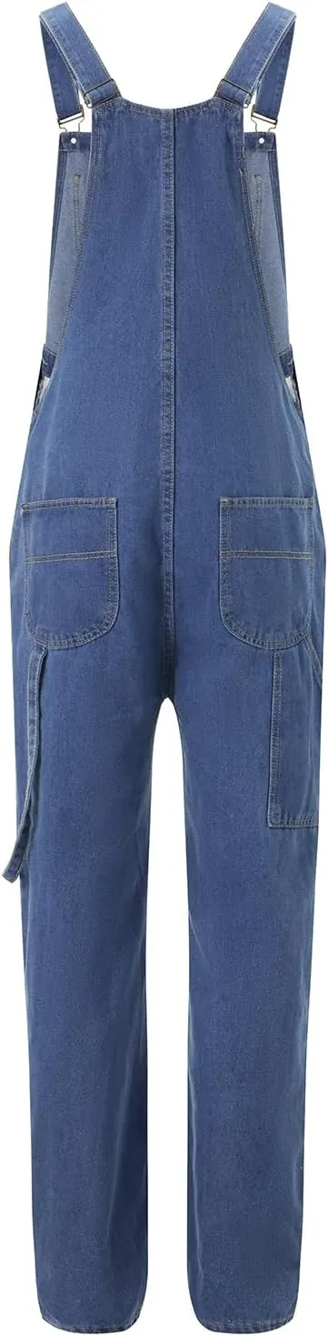 Hulpvktsgiq Men's Denim Bib Overall Relaxed Fit Overall Fashion Workwear Adjustable Straps Jean Jumpsuit with Pockets
