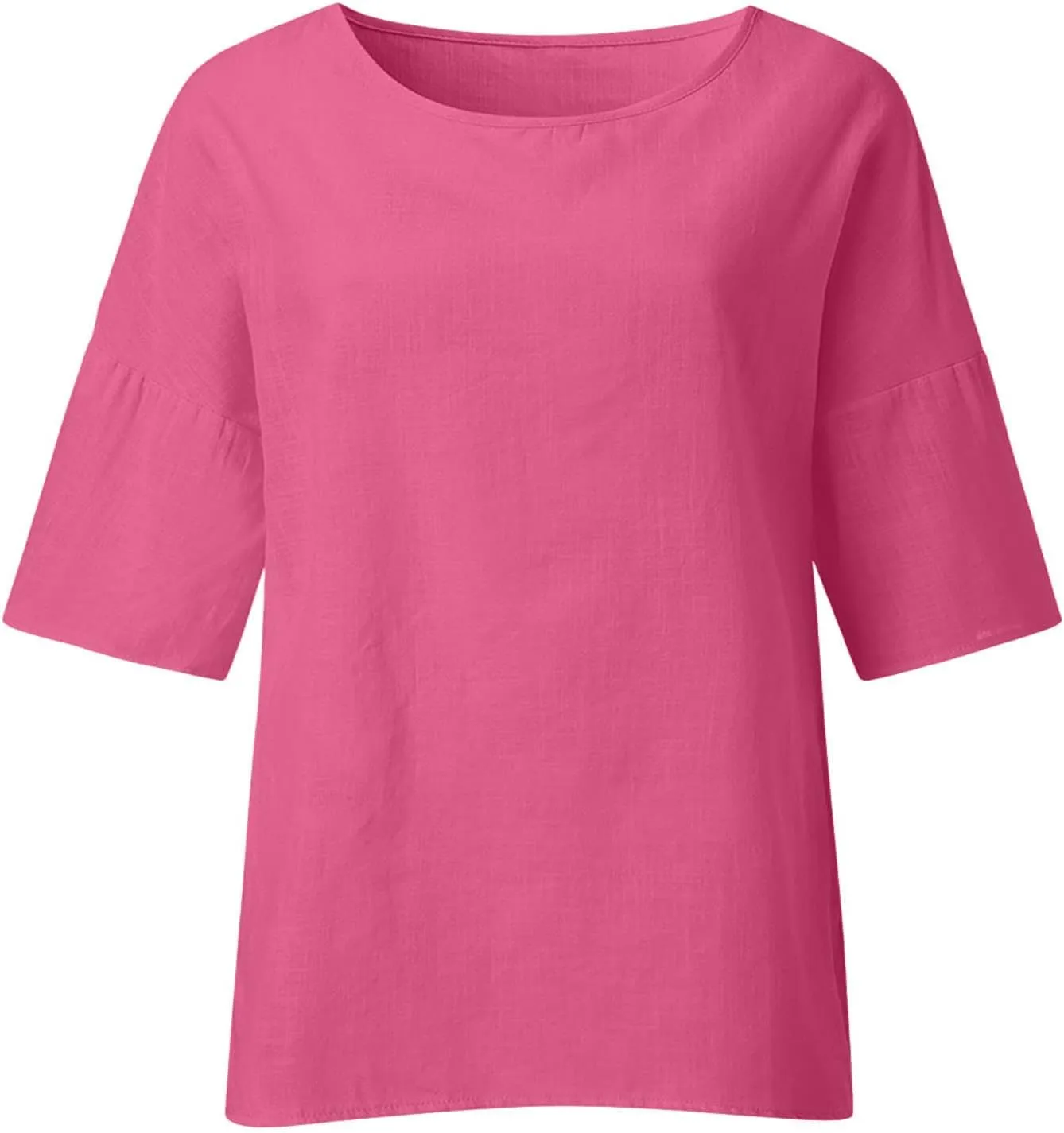HXHYQKP Linen Tops for Women Summer Plus Size T Shirts V Neck Loose Blouses Trendy Tops for Women 2025