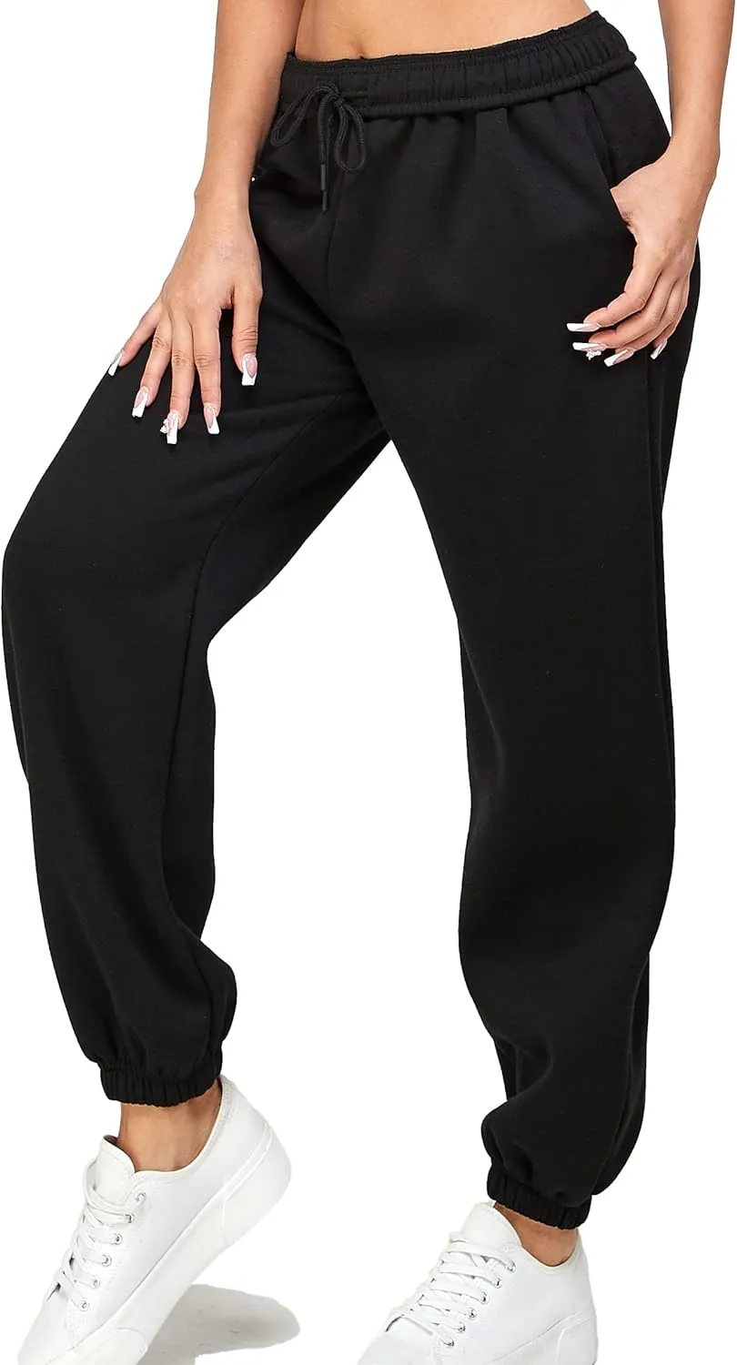 IUUI Women's High Waisted Fleece Sweatpants - Casual Baggy Joggers with Pockets, Foldable Warm Lounge Pants