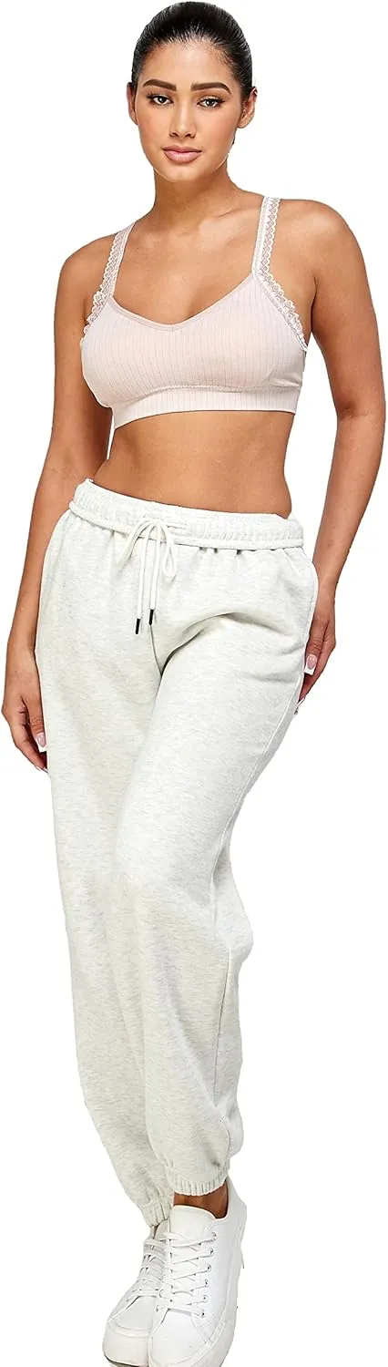 IUUI Women's High Waisted Fleece Sweatpants - Casual Baggy Joggers with Pockets, Foldable Warm Lounge Pants