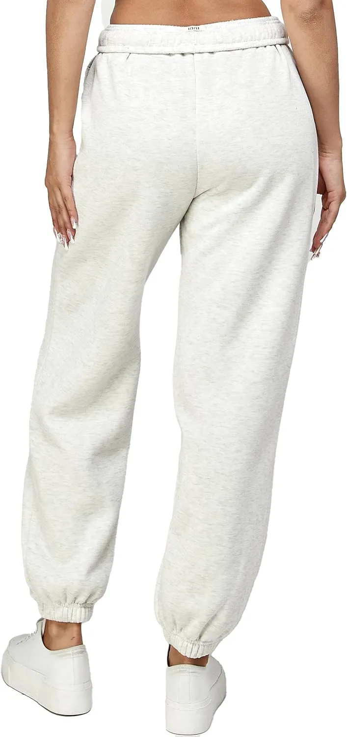 IUUI Women's High Waisted Fleece Sweatpants - Casual Baggy Joggers with Pockets, Foldable Warm Lounge Pants