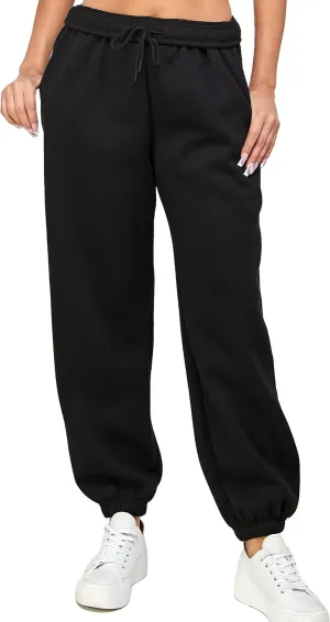 IUUI Women's High Waisted Fleece Sweatpants - Casual Baggy Joggers with Pockets, Foldable Warm Lounge Pants