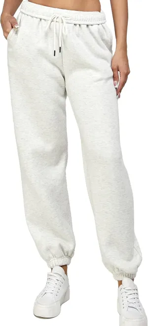 IUUI Women's High Waisted Fleece Sweatpants - Casual Baggy Joggers with Pockets, Foldable Warm Lounge Pants