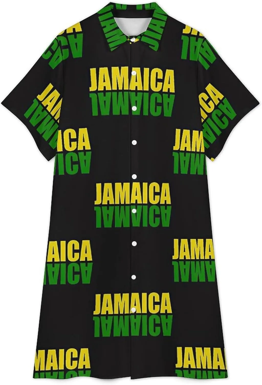 Jamaica Womens Button Down Shirt Dress Summer Simple Short Sleeve Shift Dresses with Pockets