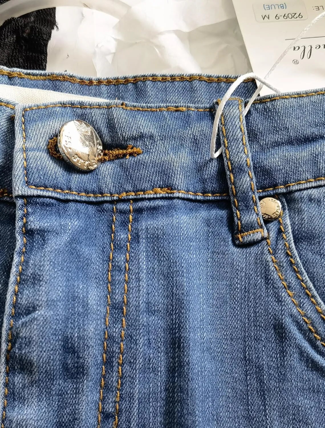 Just Quella Women's Stretch Washed Vintage Jean Skirt Fringed Slim Fit Denim Mini Skirt