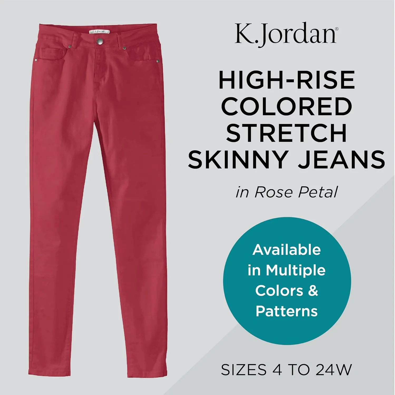 K. Jordan Womens Highrise Colored Stretch Skinny Jeans