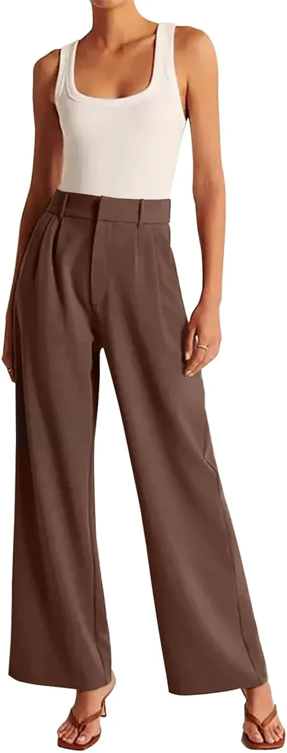 KIRJAUDU Womens Wide Leg Pants Work Business Casual Loose High Waisted Dress Pants Palazzo Flowy Trousers