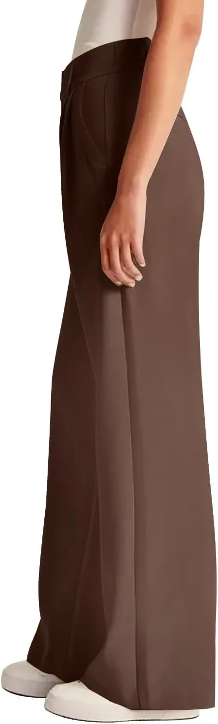 KIRJAUDU Womens Wide Leg Pants Work Business Casual Loose High Waisted Dress Pants Palazzo Flowy Trousers