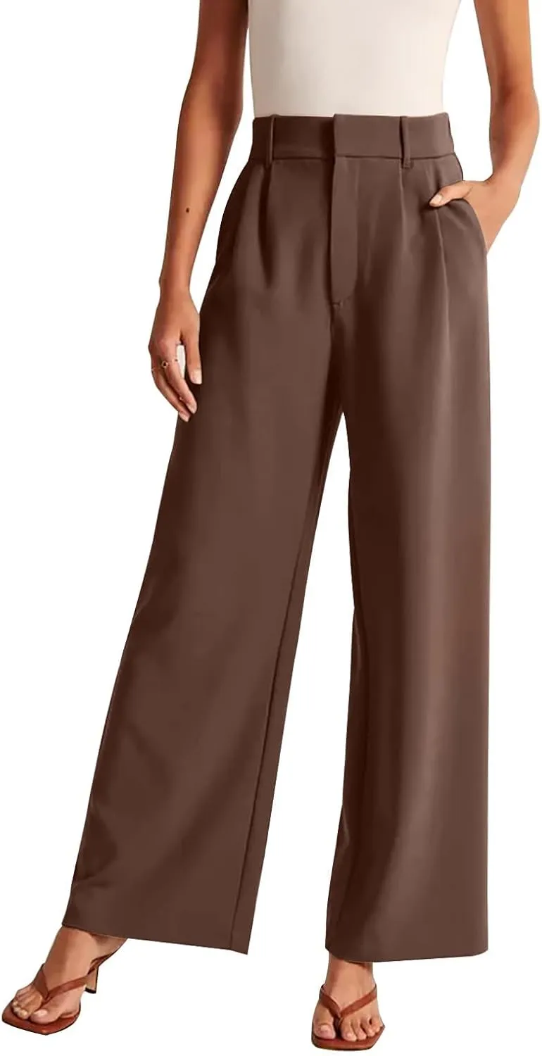 KIRJAUDU Womens Wide Leg Pants Work Business Casual Loose High Waisted Dress Pants Palazzo Flowy Trousers