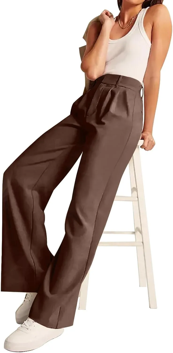 KIRJAUDU Womens Wide Leg Pants Work Business Casual Loose High Waisted Dress Pants Palazzo Flowy Trousers