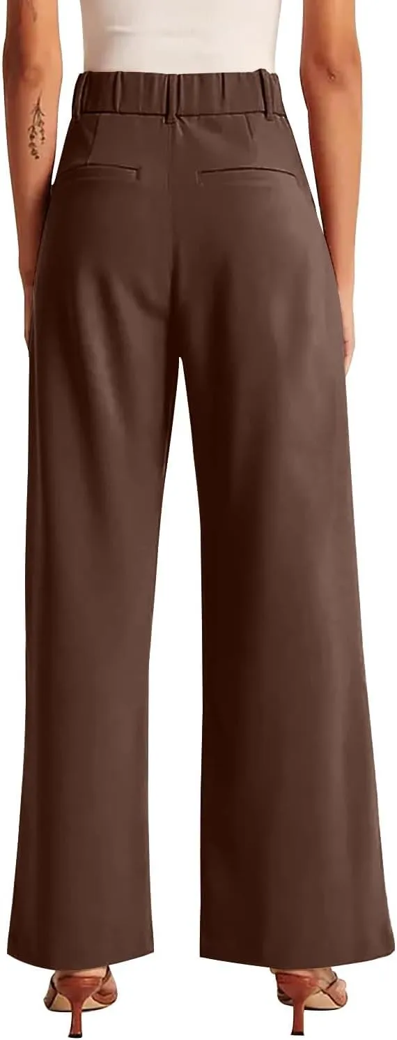 KIRJAUDU Womens Wide Leg Pants Work Business Casual Loose High Waisted Dress Pants Palazzo Flowy Trousers