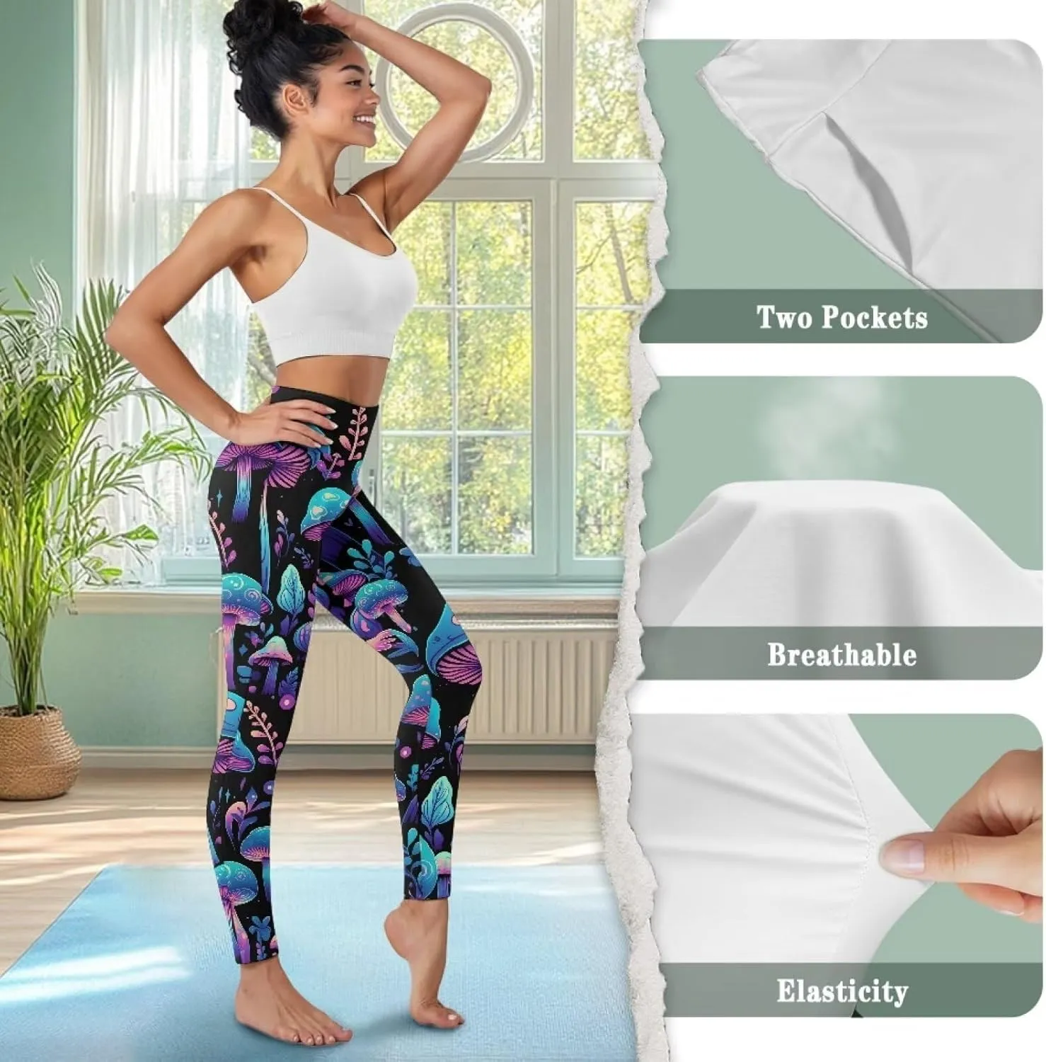 Leggings for Women Long Yoga Pants with Pockets Plus Size Yoga Leggings, XS-3XL