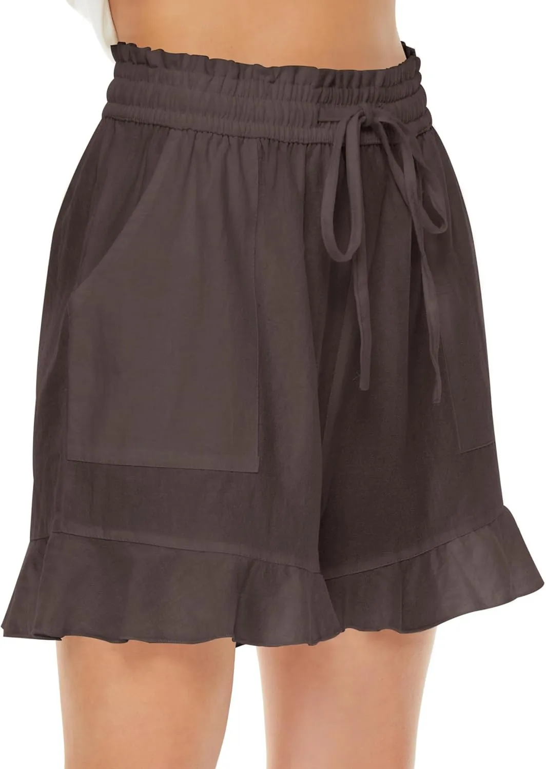 LNX Womens Linen Shorts High Waisted Wide Leg Drawstring Summer Beach Shorts with Pockets
