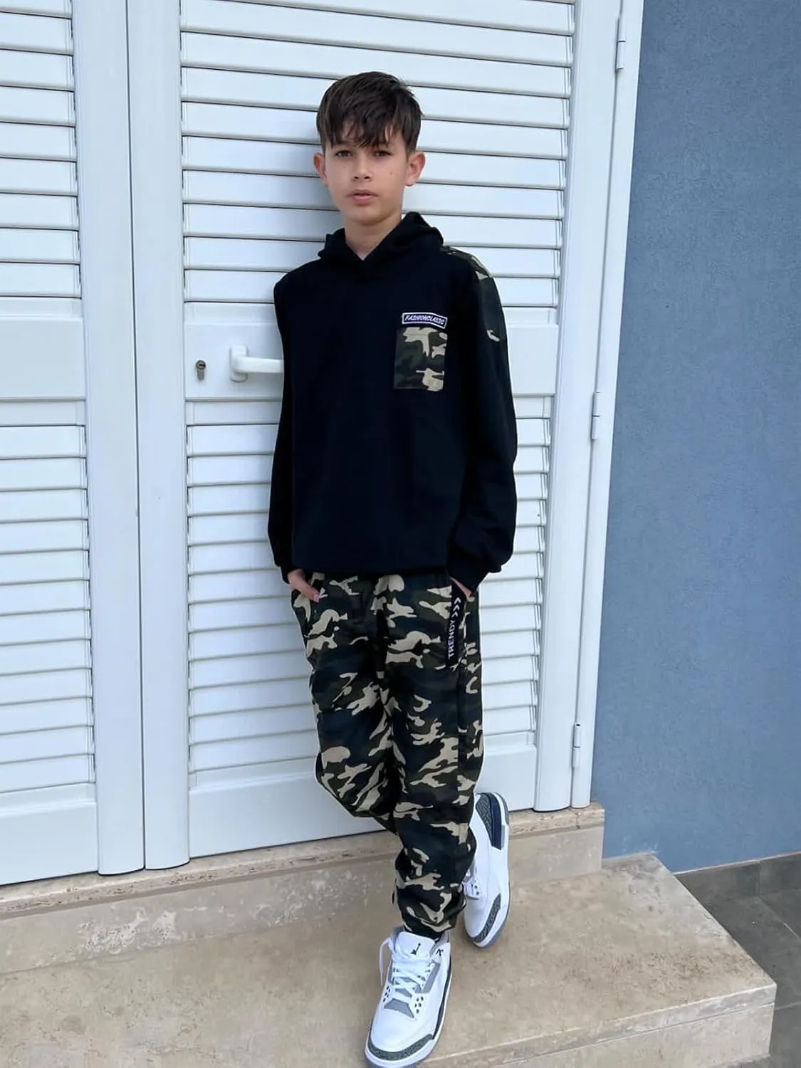 LOLANTA Camo Clothes for Boys Long Sleeve Hoodie and Pants Sets Kids 2 Piece Casual Outfits Sweatsuits
