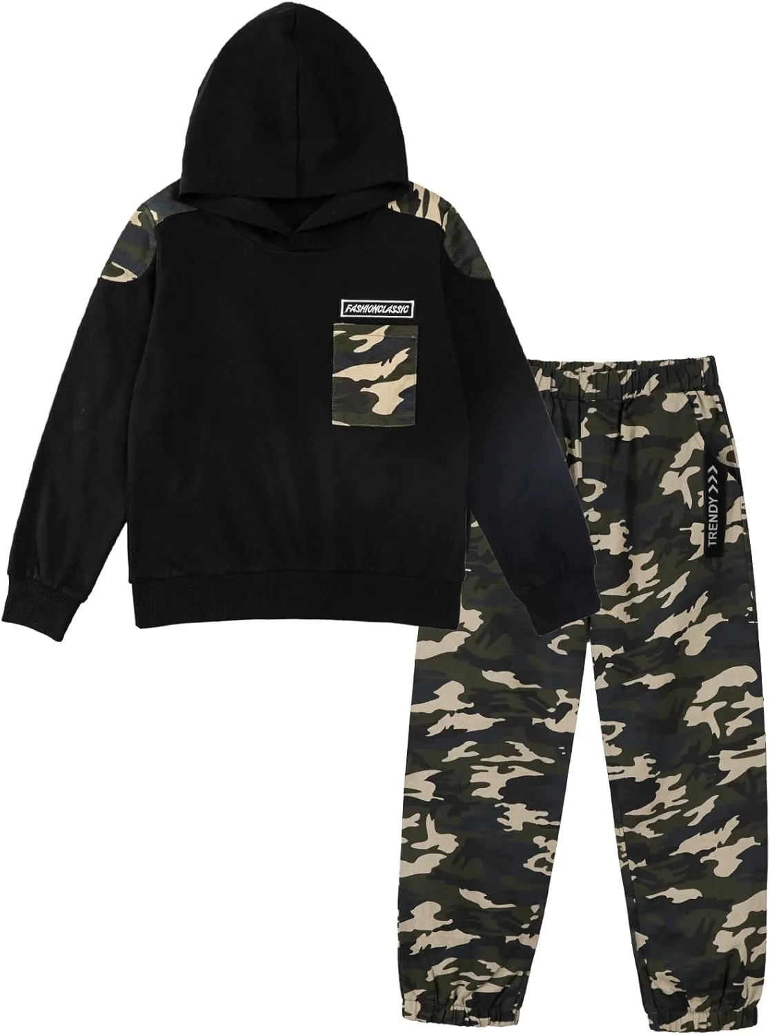 LOLANTA Camo Clothes for Boys Long Sleeve Hoodie and Pants Sets Kids 2 Piece Casual Outfits Sweatsuits