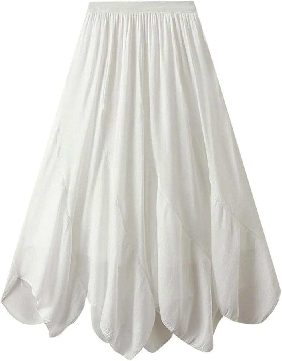 Long Skirts for Women Trendy Flowy Asymmetrical Flare Maxi Skirt Summer Casual High Waisted Ruffle Beach Boho Skirt