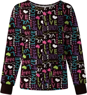 Long Sleeve Scrub Tops Women Solid Color Butterfly Printed Medical Uniform Tops Plus Sized Nursing Jacket Tops