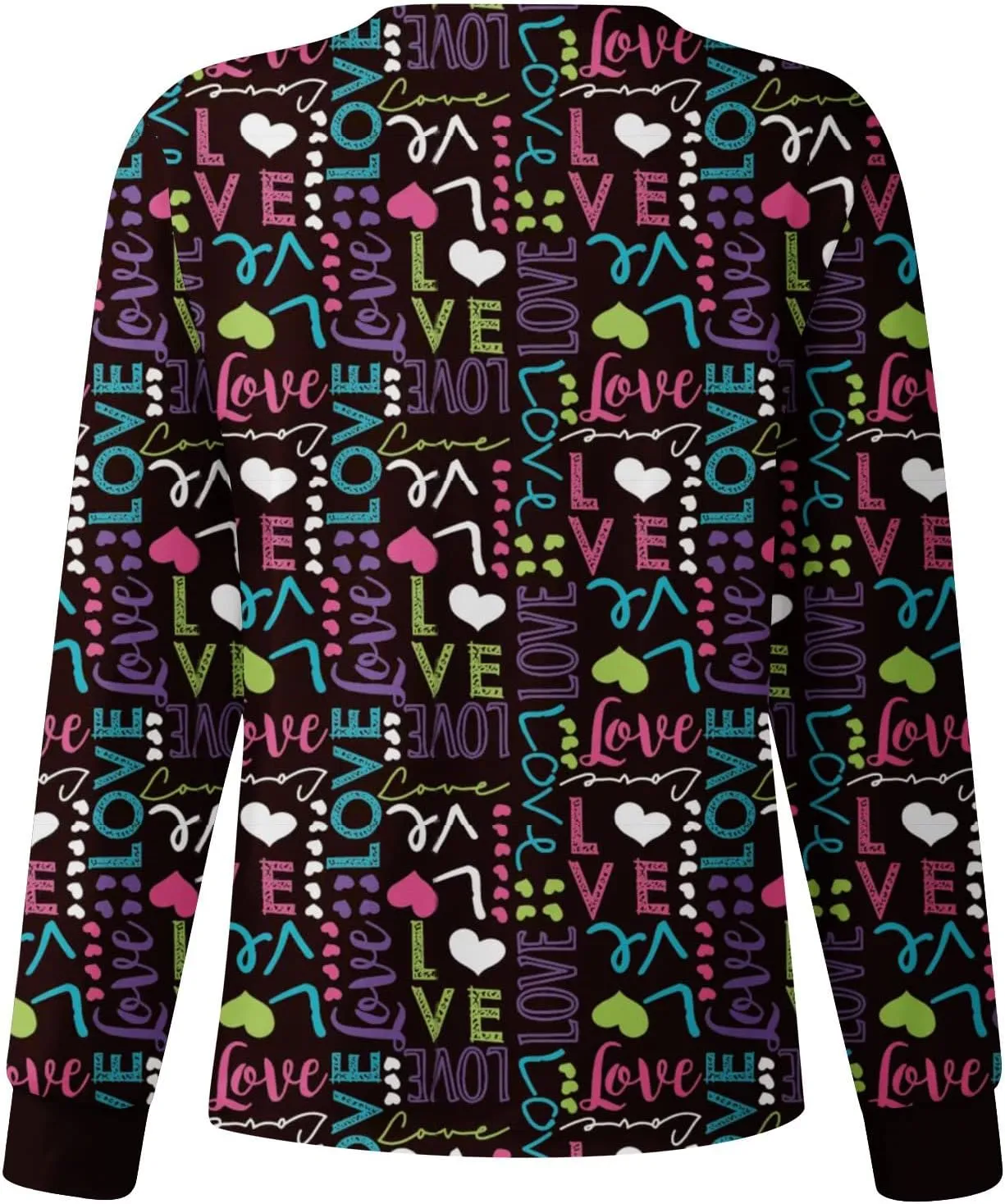 Long Sleeve Scrub Tops Women Solid Color Butterfly Printed Medical Uniform Tops Plus Sized Nursing Jacket Tops