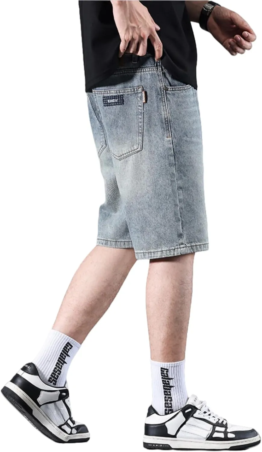 LUOBANIU Men's Straight Leg Denim Shorts Relaxed Fit Casual Jean Shorts with Pockets
