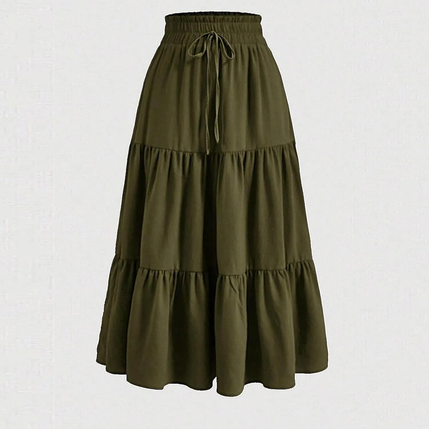 Maxi Skirts for Women 2025 Summer Drawstring High Waisted Pleated Skirt Petite Length Boho Floral Beach Long Skirt