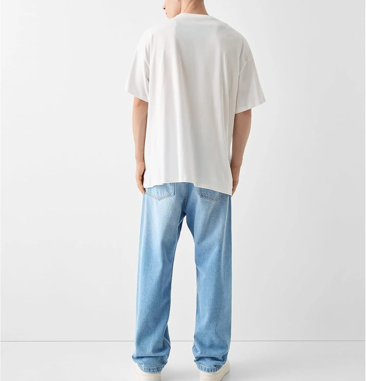Men Jeans Straight fit High Waisted Work Jeans Relaxed Fit Baggy Denim Jeans Pants