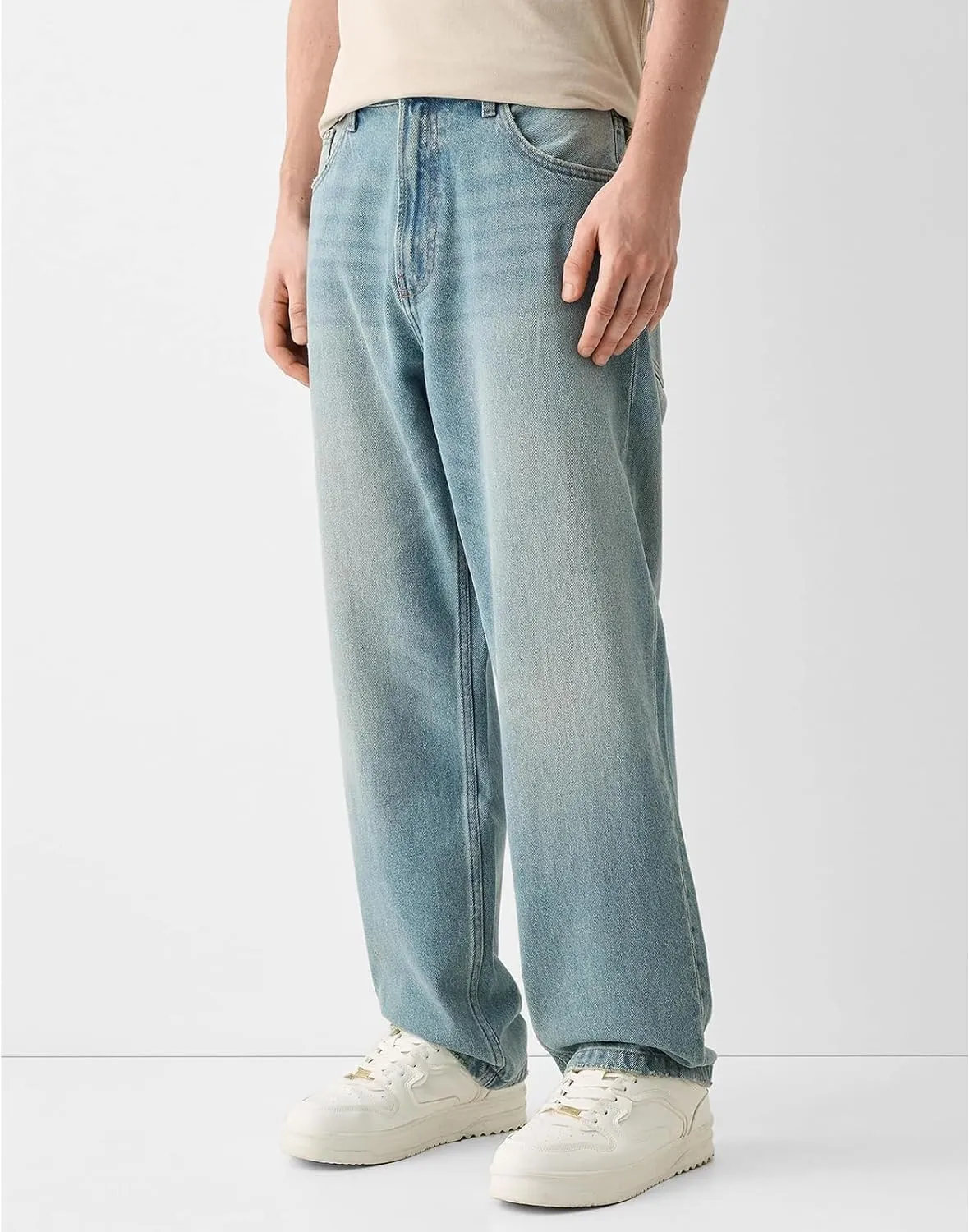 Men Jeans Straight fit High Waisted Work Jeans Relaxed Fit Baggy Denim Jeans Pants