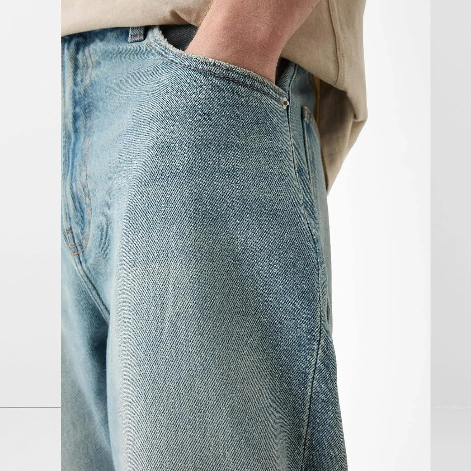 Men Jeans Straight fit High Waisted Work Jeans Relaxed Fit Baggy Denim Jeans Pants