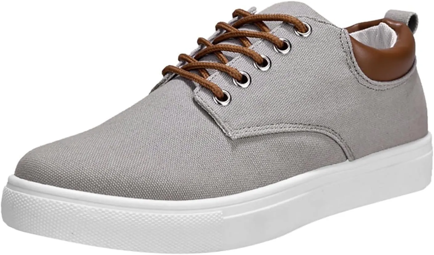 Men Low Top Canvas Walking Shoes Slip On Platform Sneakers Wide Width Breathable Sport Shoes Lace-Up Fashion Casual Sneakers